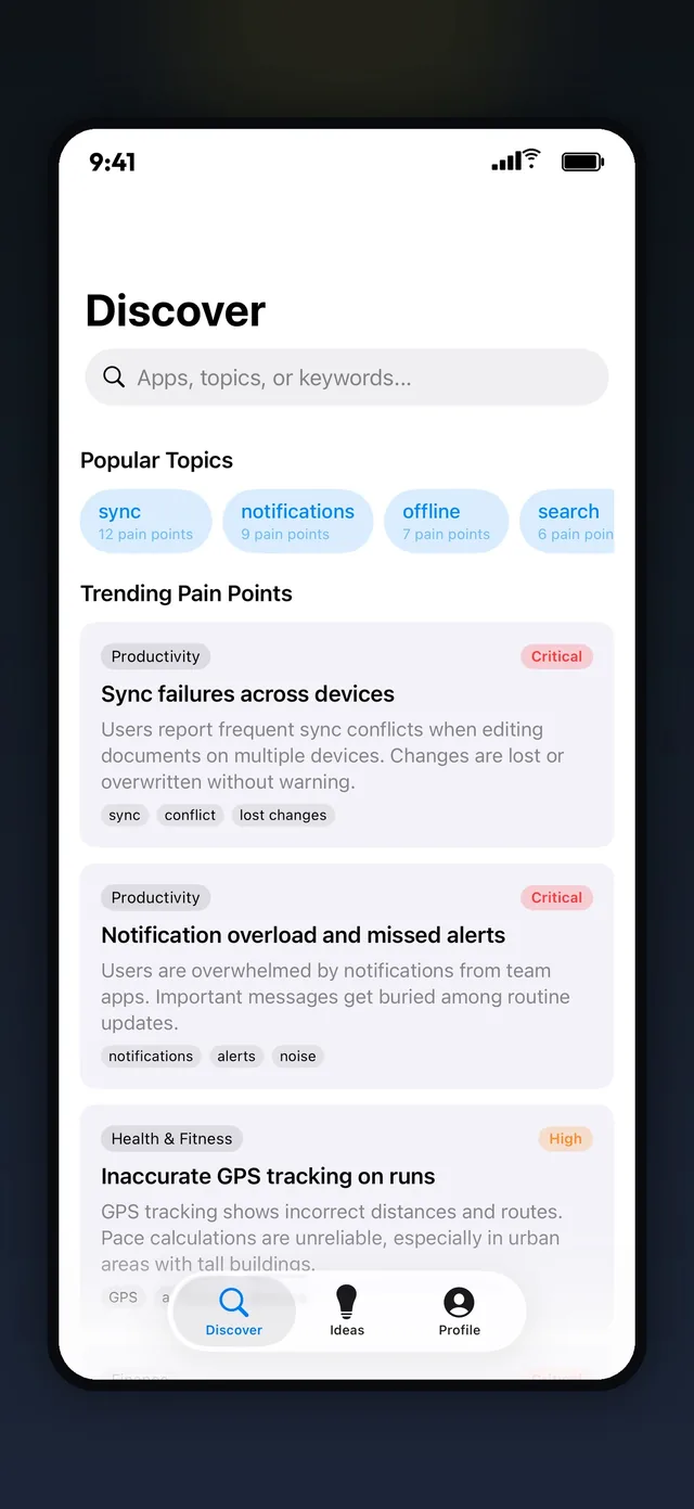 Browse trending pain points